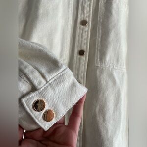 BNWOT 100% Cotton Cream Denim Jacket with Gold Buttons